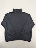 Dinovo grey knit jumper with ribbed roll neck and cuffs, made from merino wool blend.