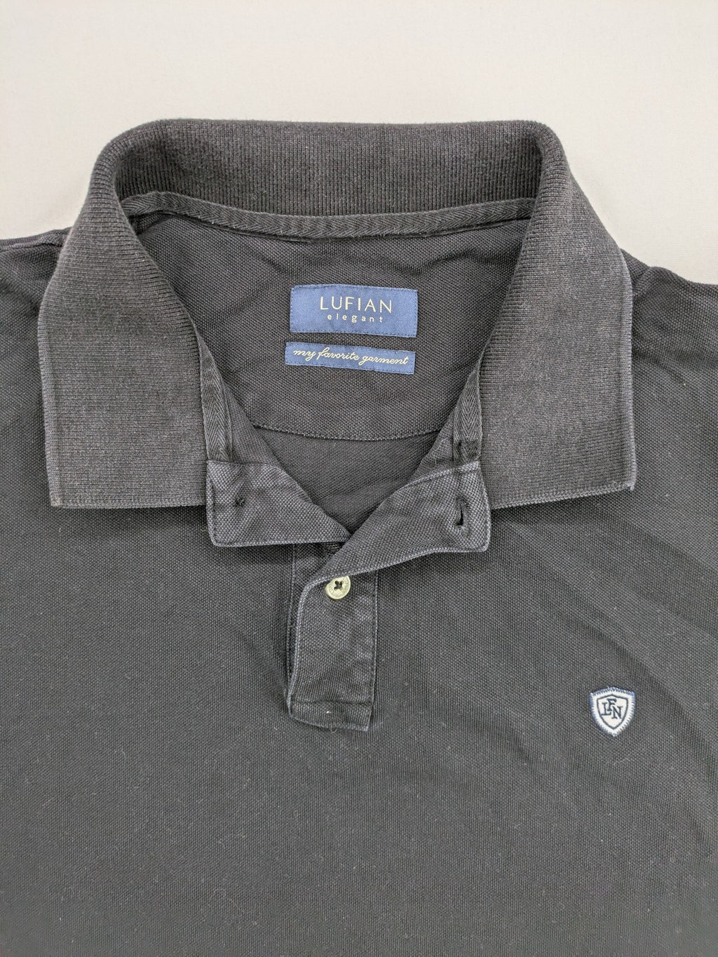 Lufian grey polo shirt short sleeve 100% cotton embroidered crest logo