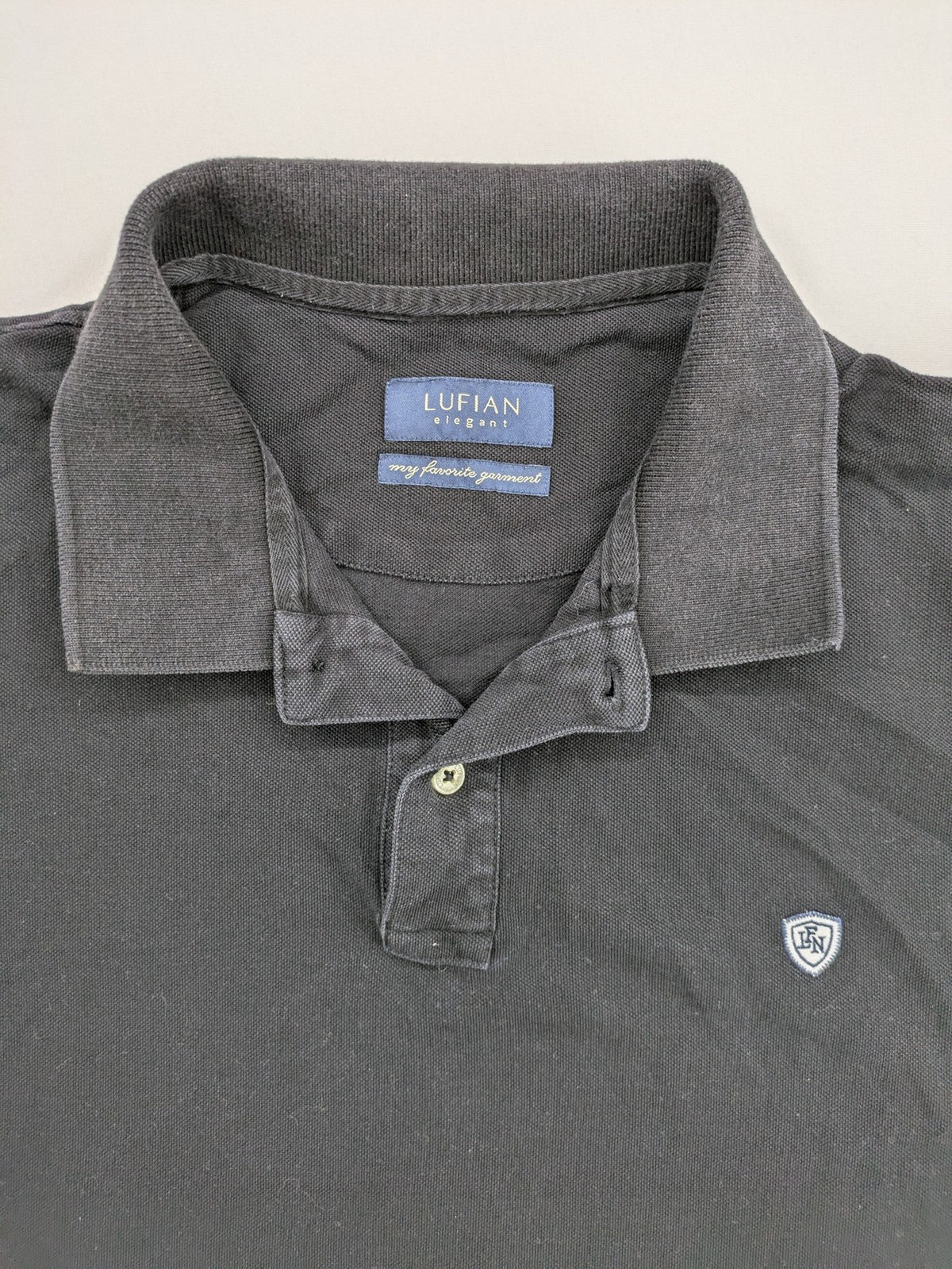 Lufian grey polo shirt short sleeve 100% cotton embroidered crest logo
