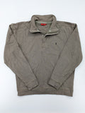 Tony Brown brown turtle neck jumper with embroidered logo and zip button placket.