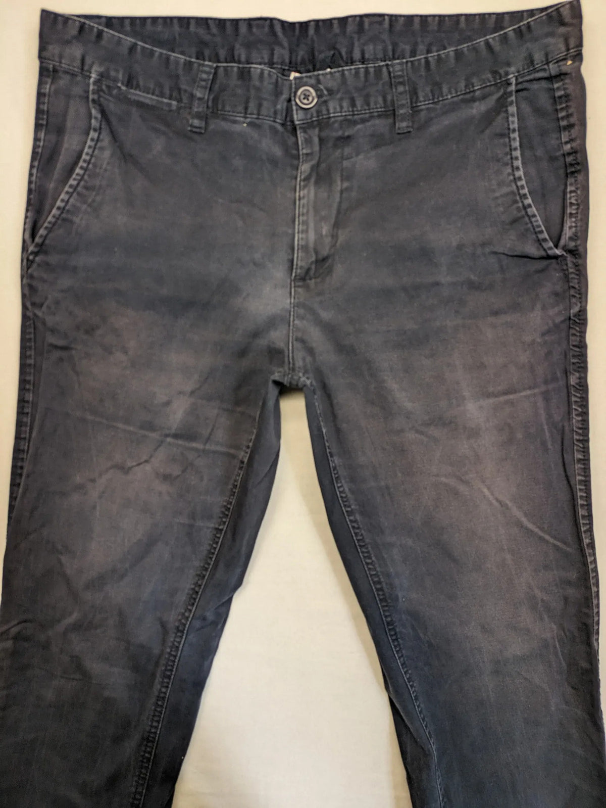 Kariban chino pants washed black cotton blend with front and back pockets.