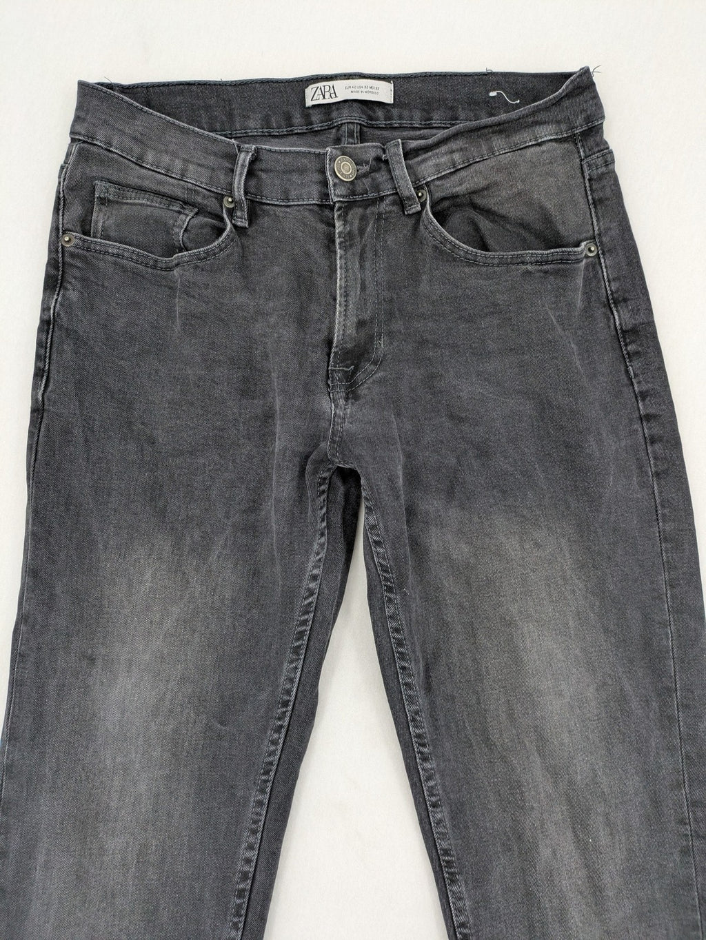 Zara black grey straight jeans five-pocket design stretch denim