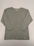 NOSCH knit jumper grey textured fabric with embroidered logo and subtle rhinestone accents.