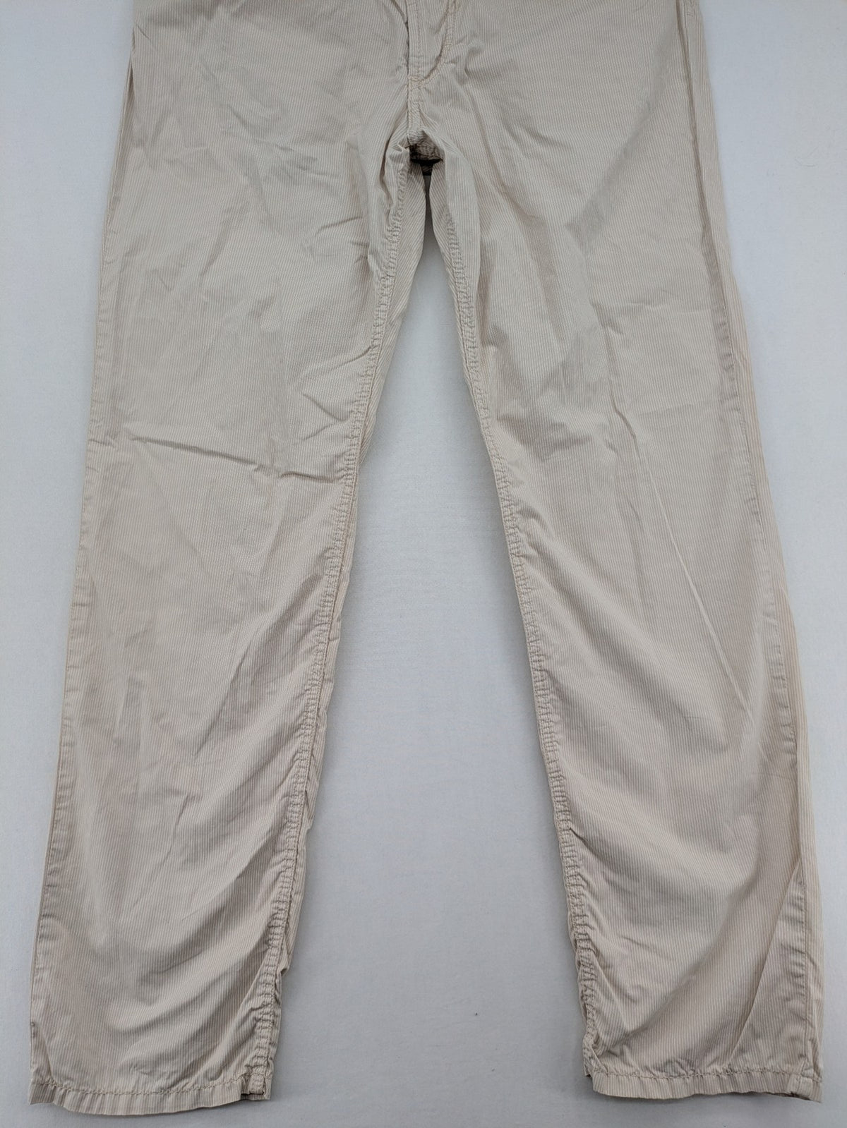 BRAX beige striped pants with logo, made from comfortable stretch cotton blend.