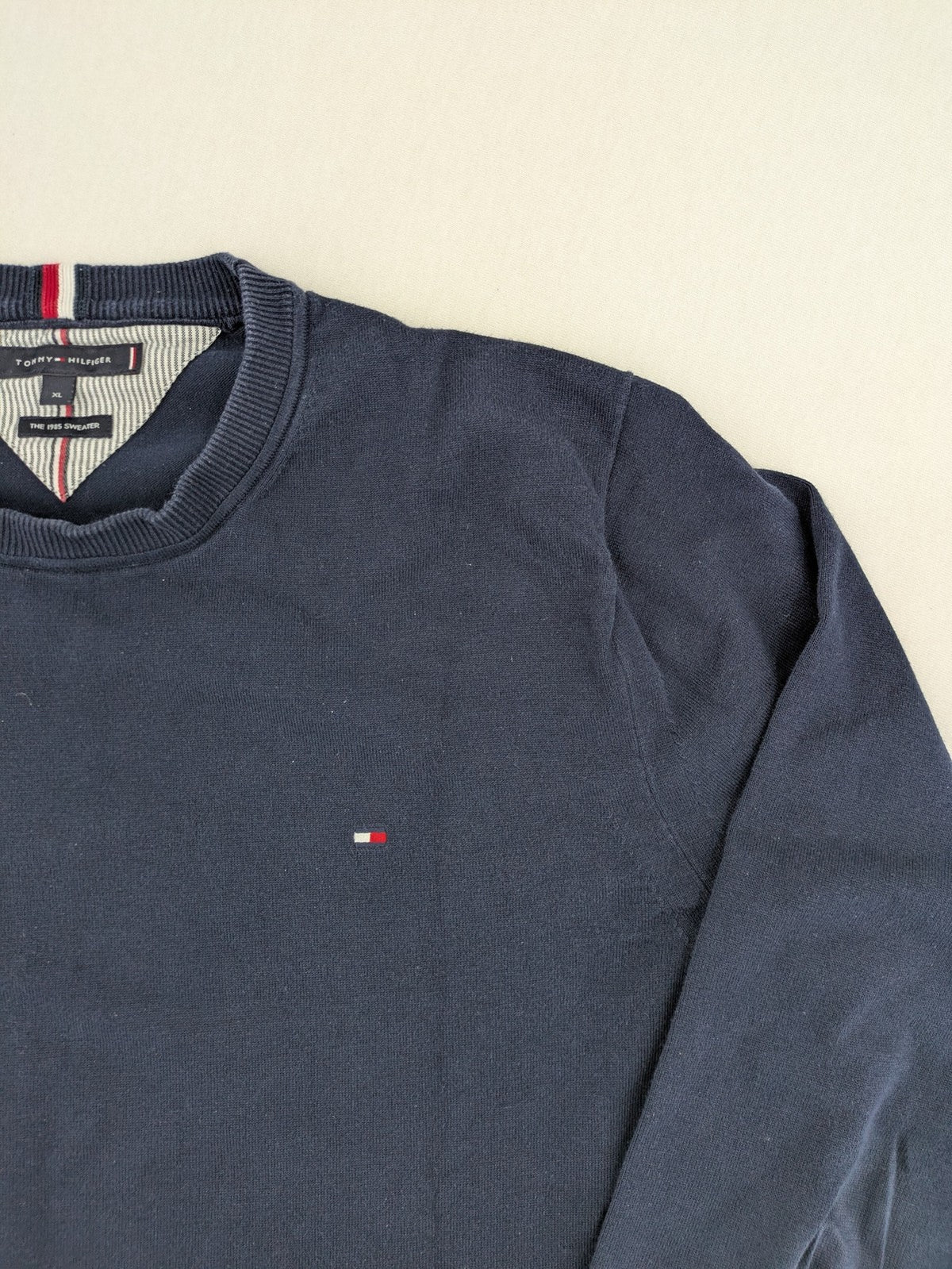 Tommy Hilfiger navy turtle neck jumper, soft cotton, classic logo detail.