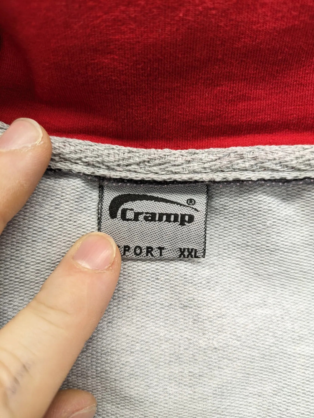 Cramp Sport grey training jacket XXL with red collar and embroidered logo.