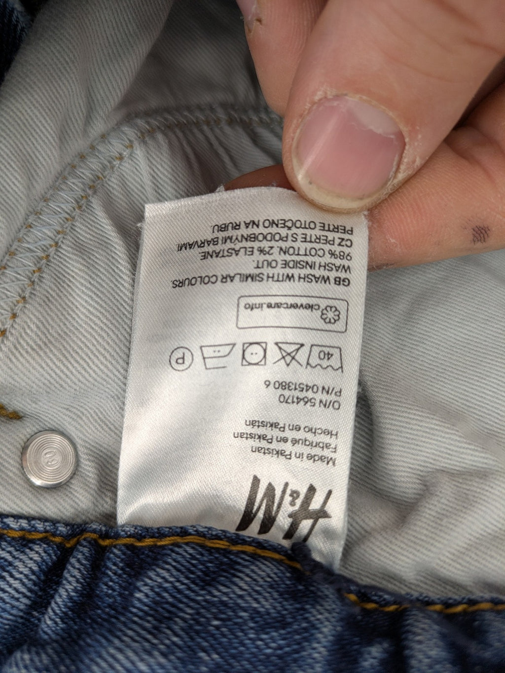 H&M blue skinny fit jeans classic 5-pocket design medium wash stretch denim