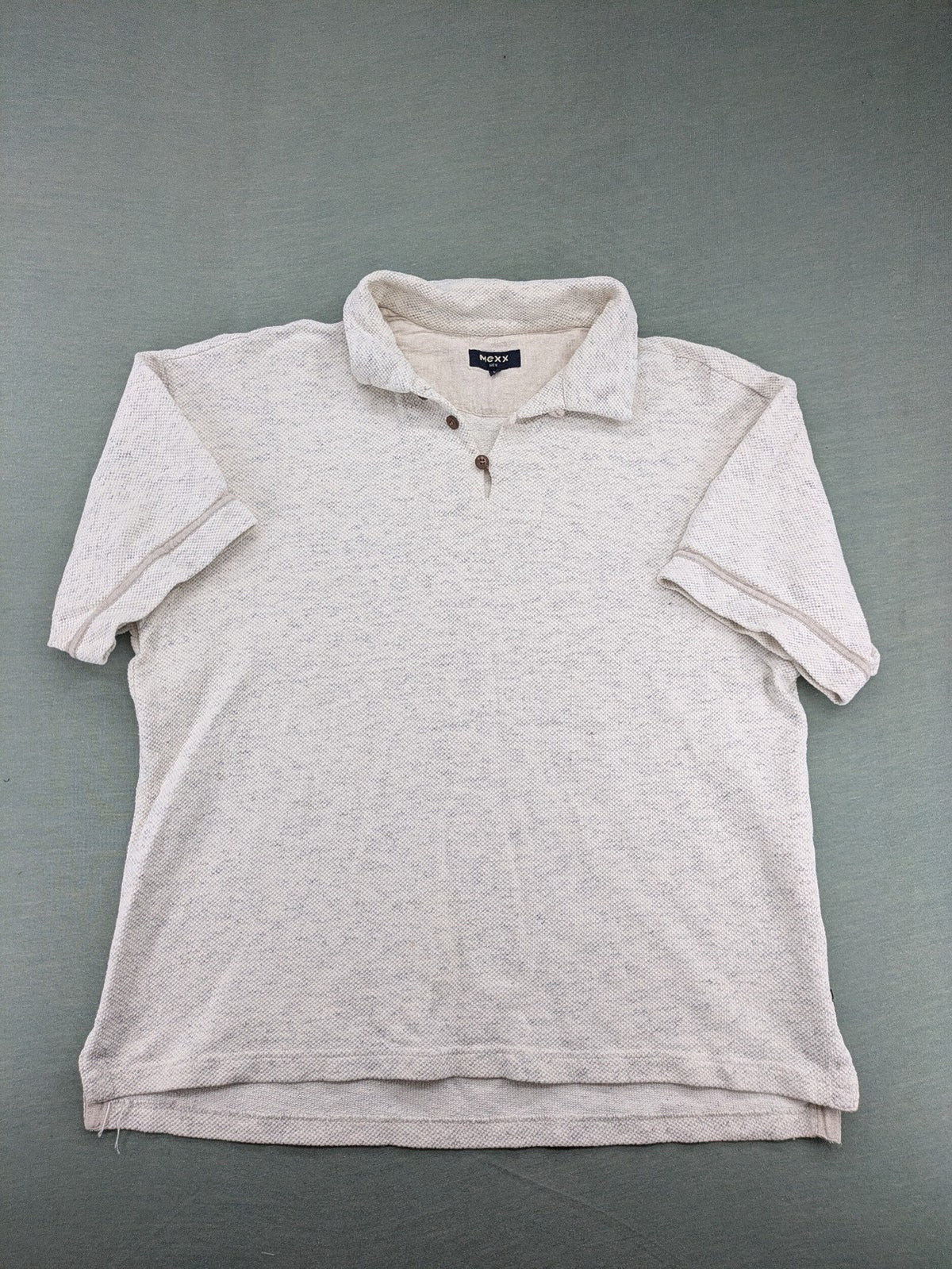Mexx grey polo shirt with textured fabric and two-button placket.