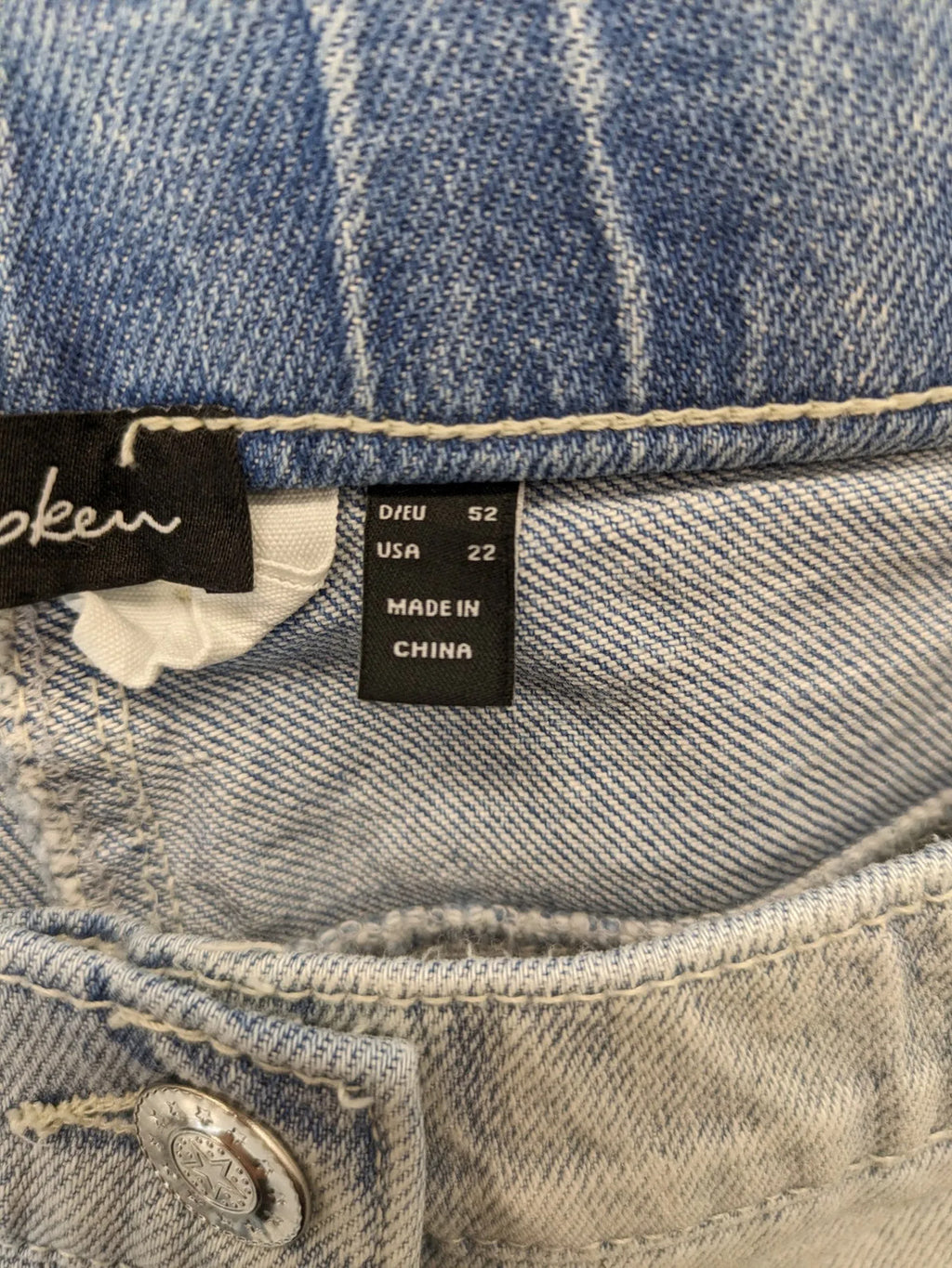 Ulla Popken blue straight jeans with used look, elastic waistband, and 5-pocket style.