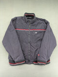 Adidas vintage bomber jacket multi colour fleece lined big logo on back