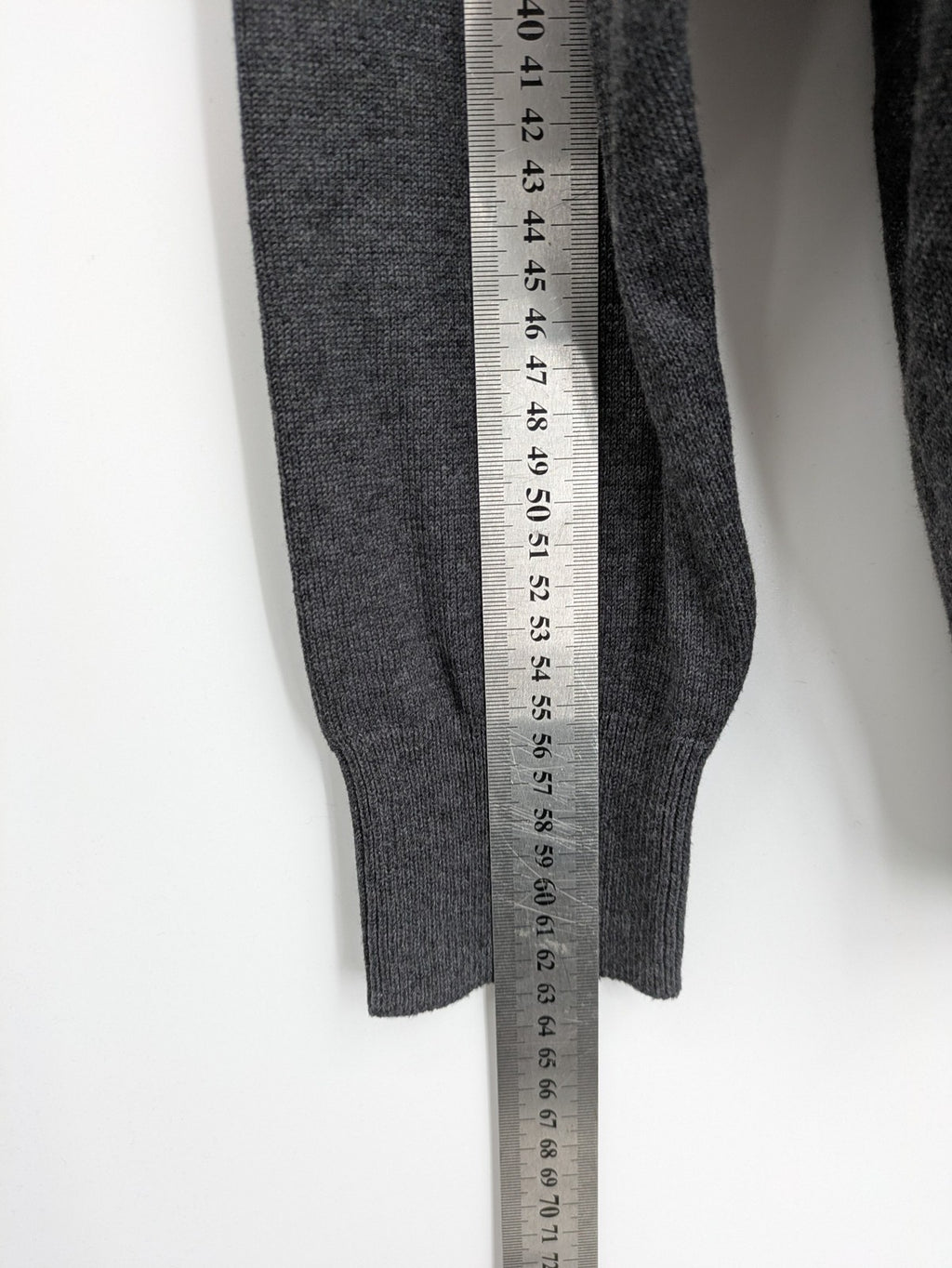 Straight Up grey cardigan with shawl collar, button front, soft cotton-acrylic blend.