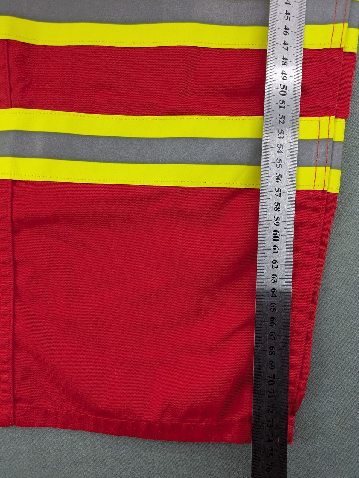 Bücking grey cargo work pants red accents with 3M Scotchlite reflective strips.