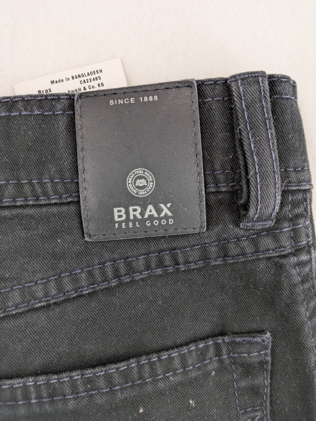 BRAX black straight jeans Carlos model, washed finish, durable cotton with stretch.