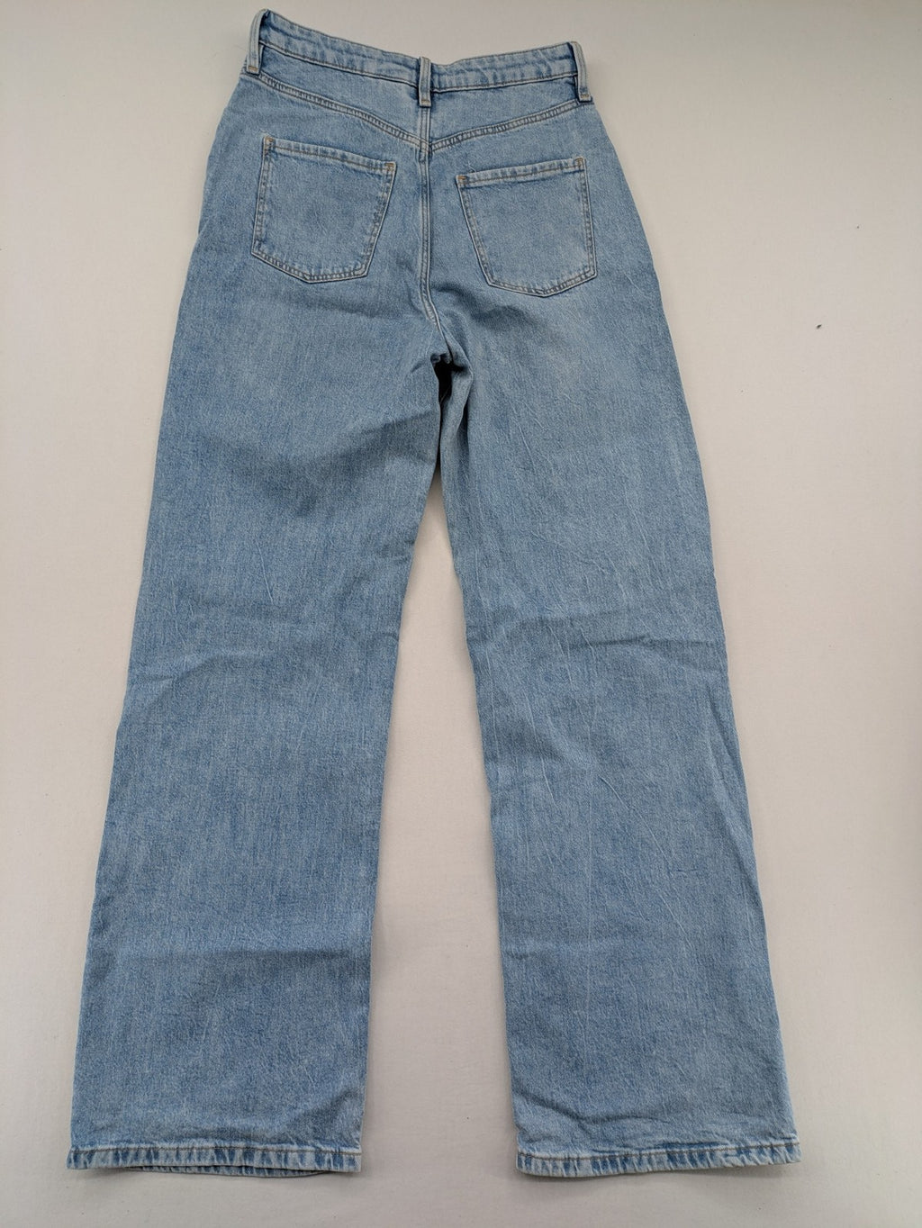 H&M wide leg high waist jeans beige blue white patchwork design with light wash