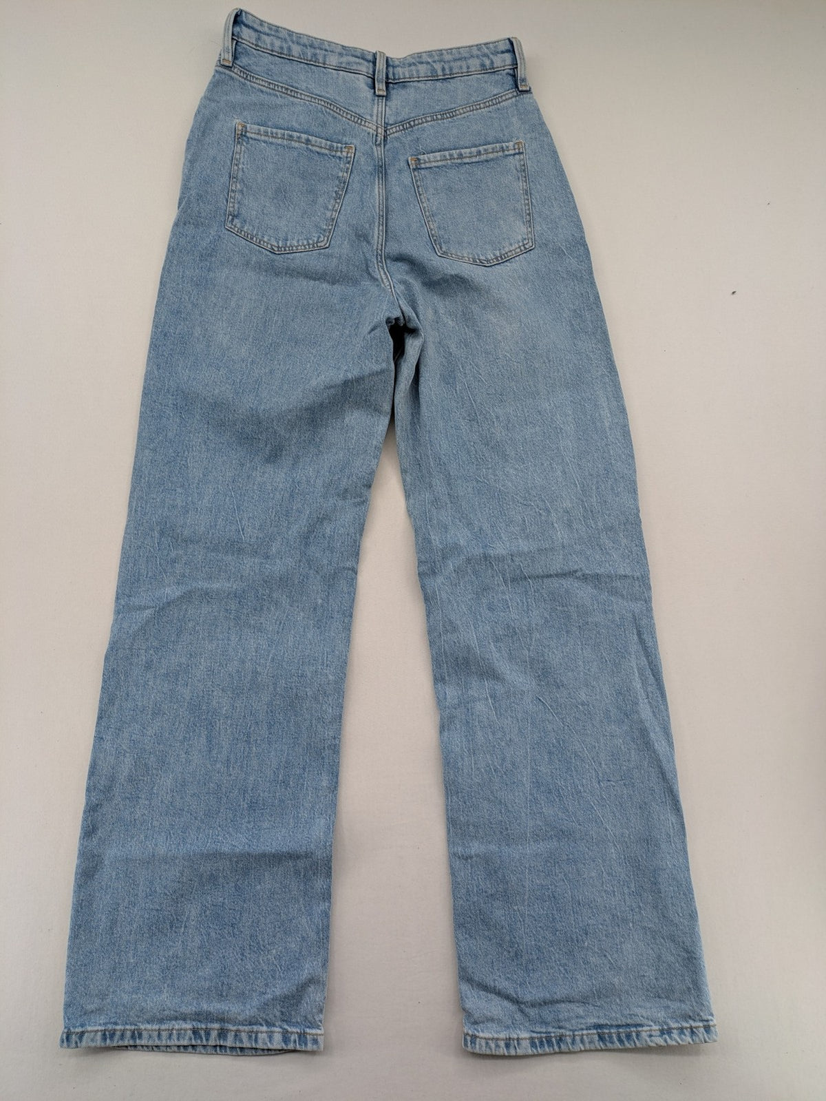 H&M wide leg high waist jeans beige blue white patchwork design with light wash