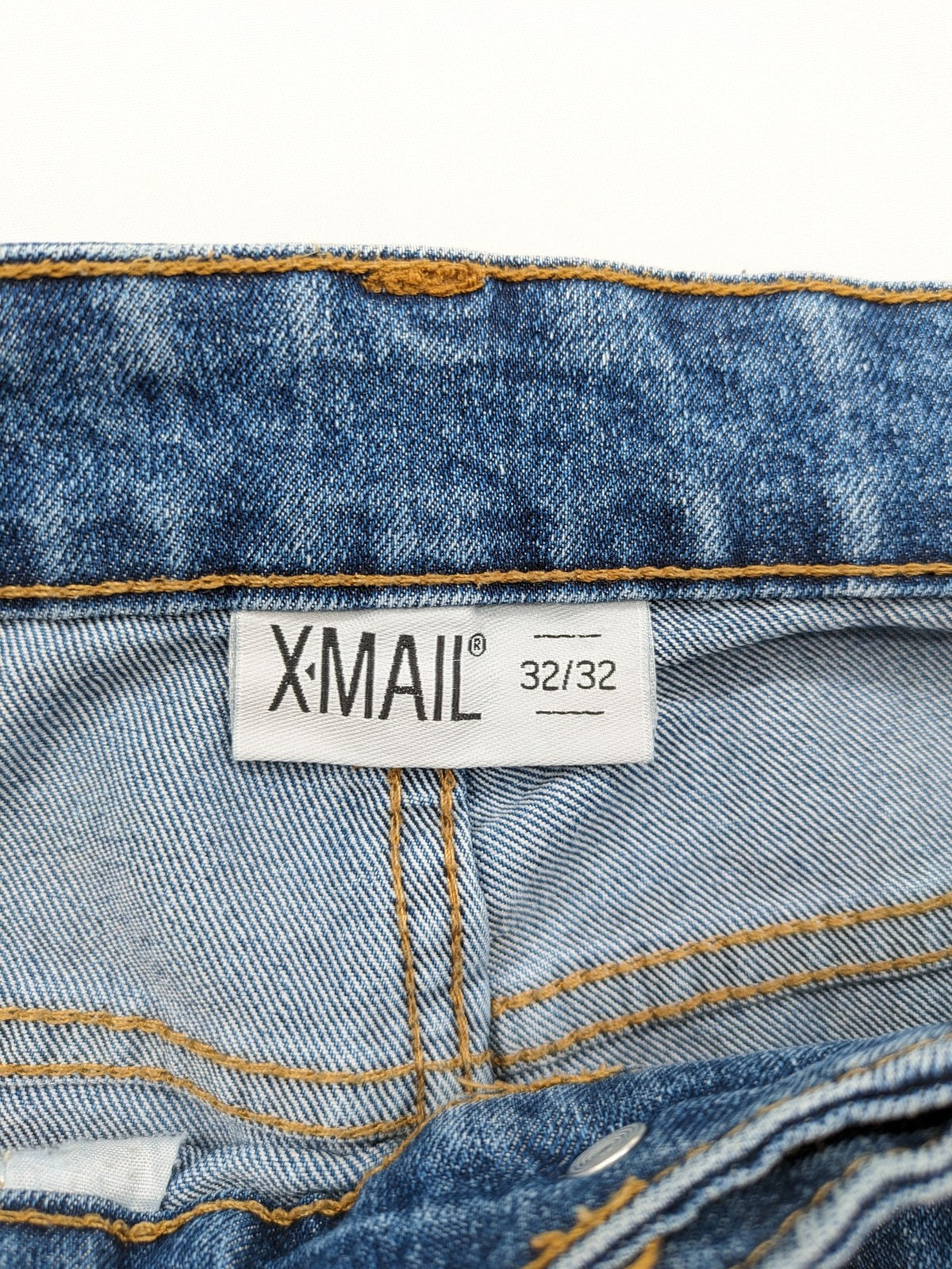 X-Mail blue straight jeans classic 5-pocket style with button closure and belt loops.