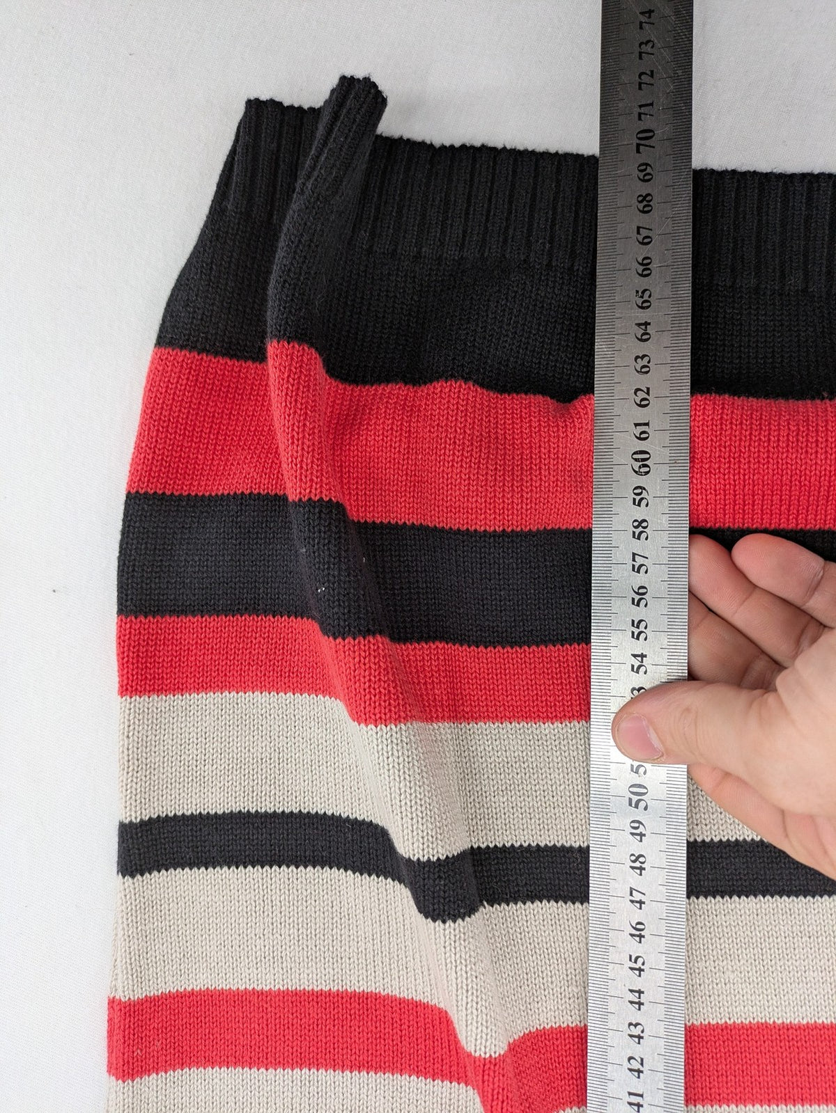 Fabiani turtle neck jumper multi striped pattern black red grey cotton blend