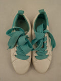 Esprit women's sneakers white with turquoise accents and wide laces.