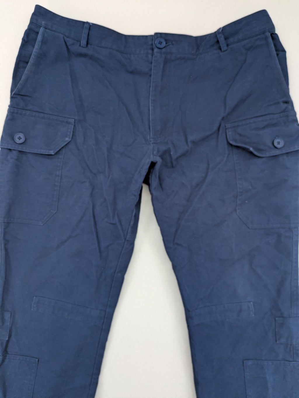 Max & Moi blue cargo pants 100% cotton with buttoned side pockets and classic design.
