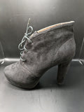 PearlZ black ankle boots faux suede block heel front lace-up detail