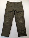 Lands' End green cargo pants with plaid flannel lining and traditional fit design.