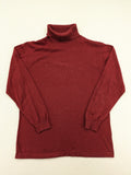 Les Corps burgundy turtle neck jumper with ribbed details and soft cotton blend material.