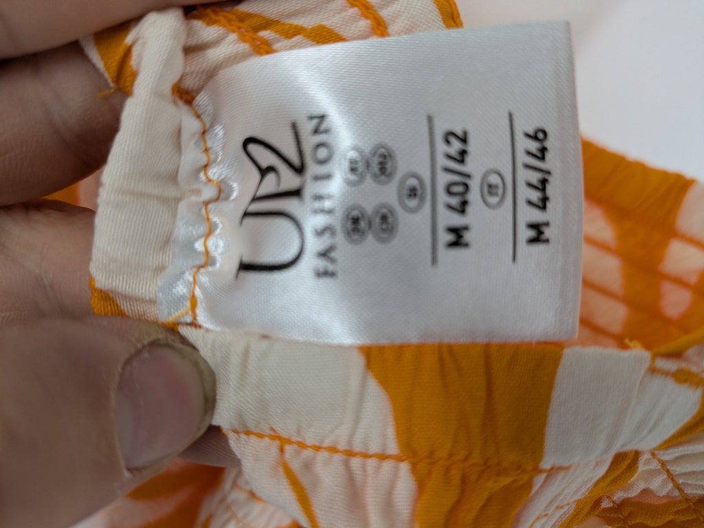 up2 fashion orange summer dress floral print smocked bodice 100% viscose