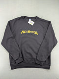 Helloween grey sweatshirt featuring bright yellow band logo, made from cotton blend.