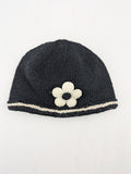 Fischers Textil multi beanie hand-knitted wool with fleece lining and floral appliqué.