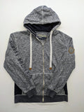 Tom Tompson cream turtle neck jumper with dark blue accents and graphic details on sleeve.