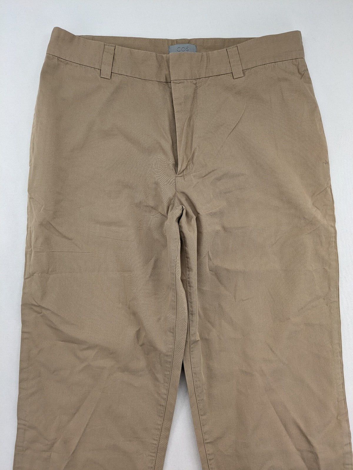 COS beige chino pants flat front straight cut cotton-lyocell blend