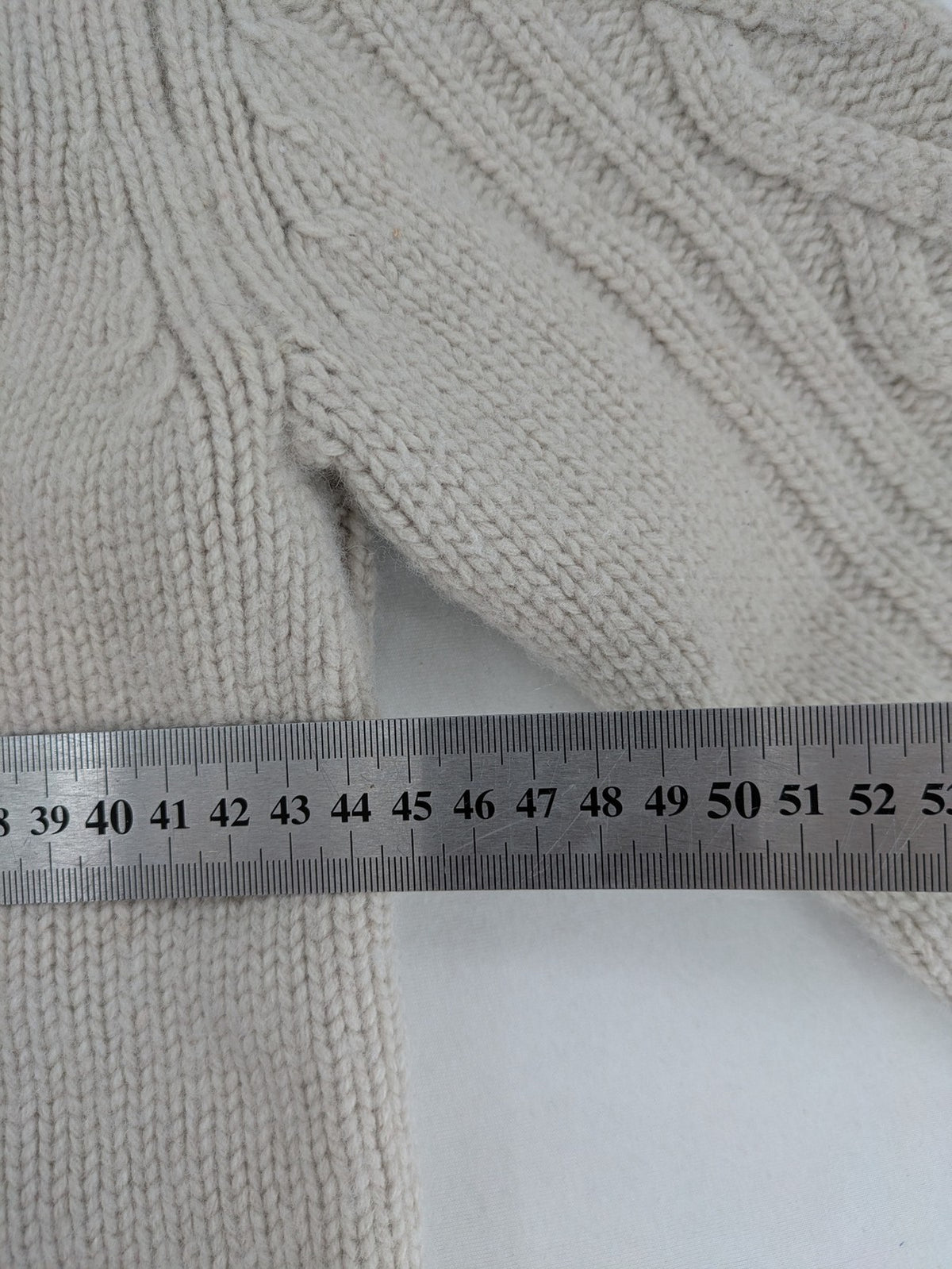 s.Oliver beige turtle neck jumper with cable knit pattern and toggle button detail