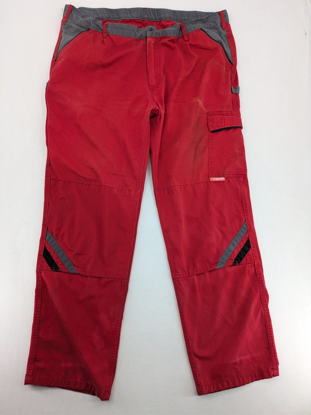 Planam hunting tactical pants red grey elastic waistband multiple utility pockets