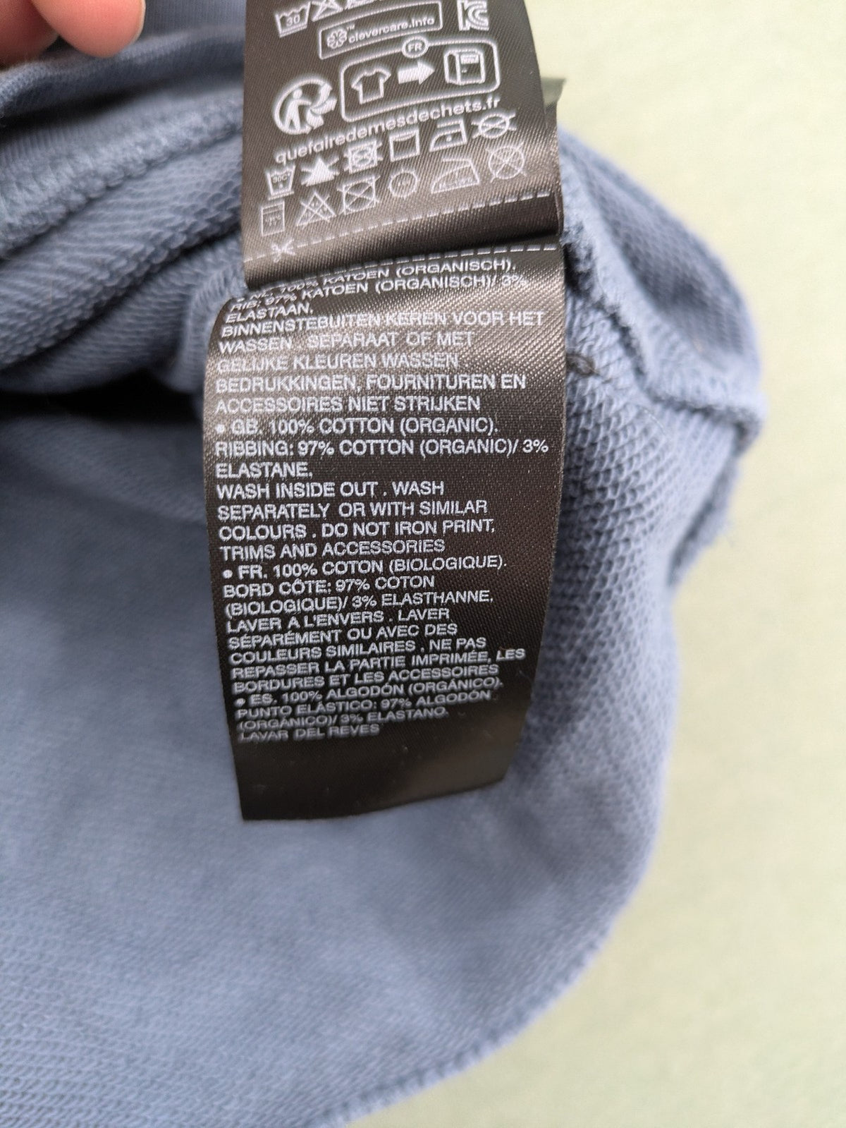 G-Star Raw blue turtle neck jumper with subtle logo on chest, made from organic cotton blend.