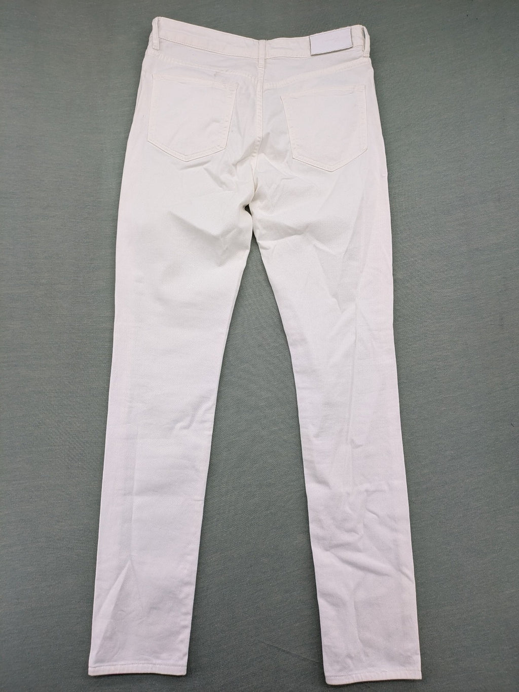 Lacoste white straight jeans high rise slim fit with logo and stretch denim material.