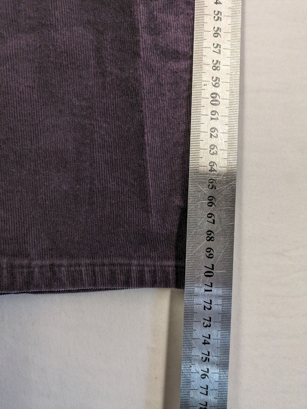 Yessica purple pants classic straight leg five-pocket style soft cotton blend