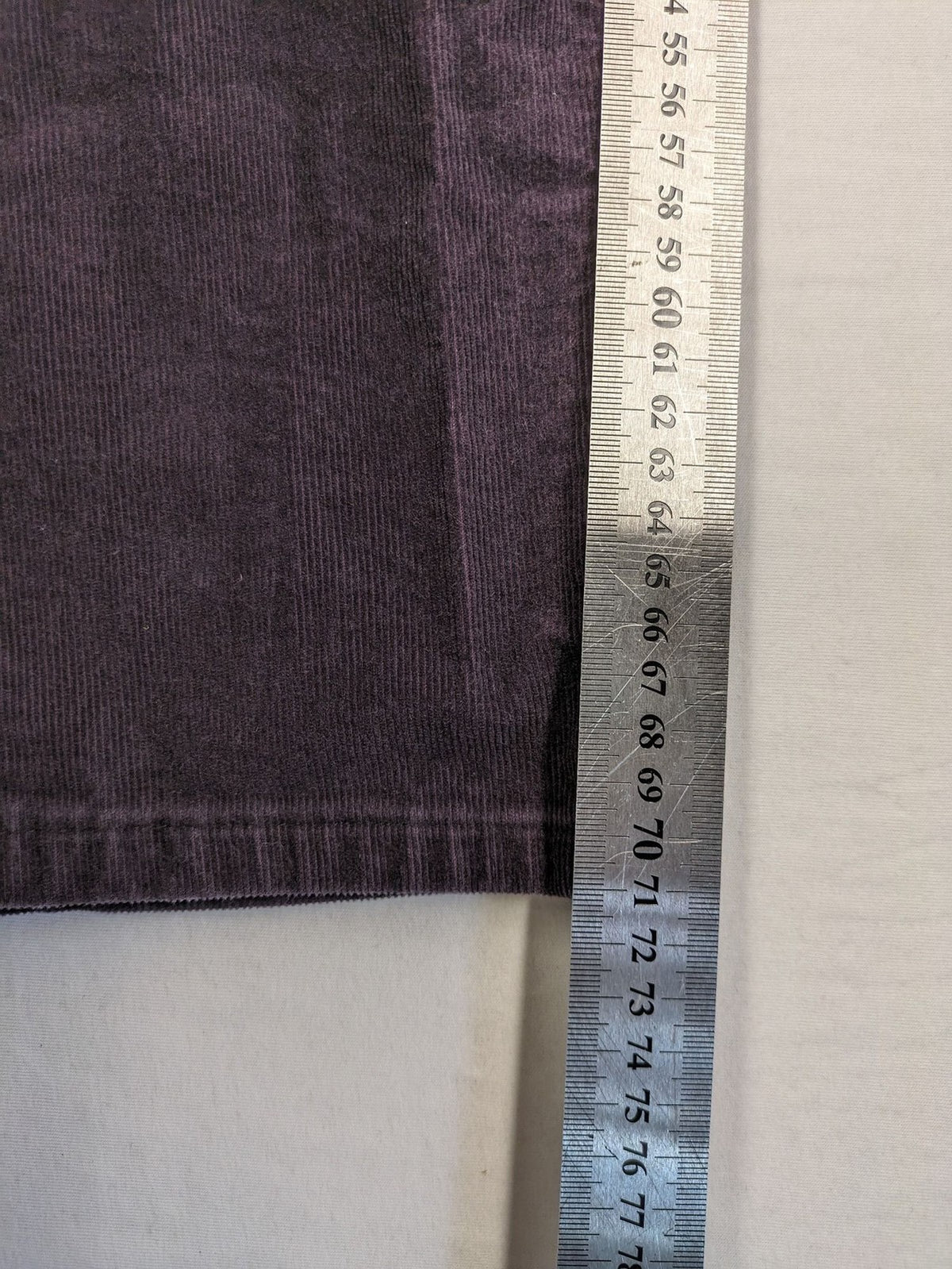 Yessica purple pants classic straight leg five-pocket style soft cotton blend