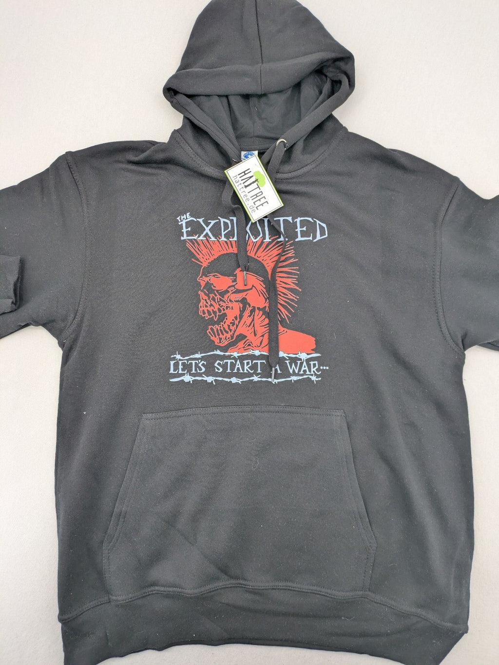 The Exploited black zip-through hoodie with large front print of skull and logo.