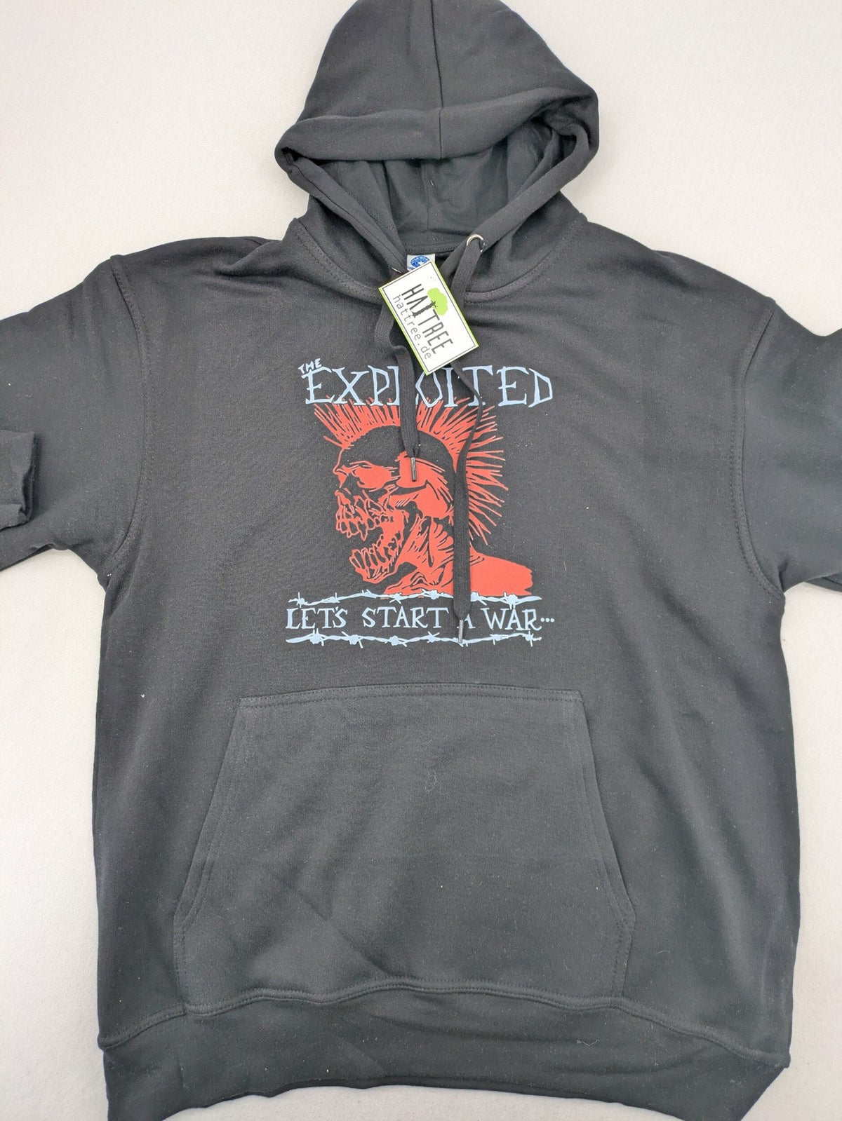 The Exploited black zip-through hoodie with large front print of skull and logo.
