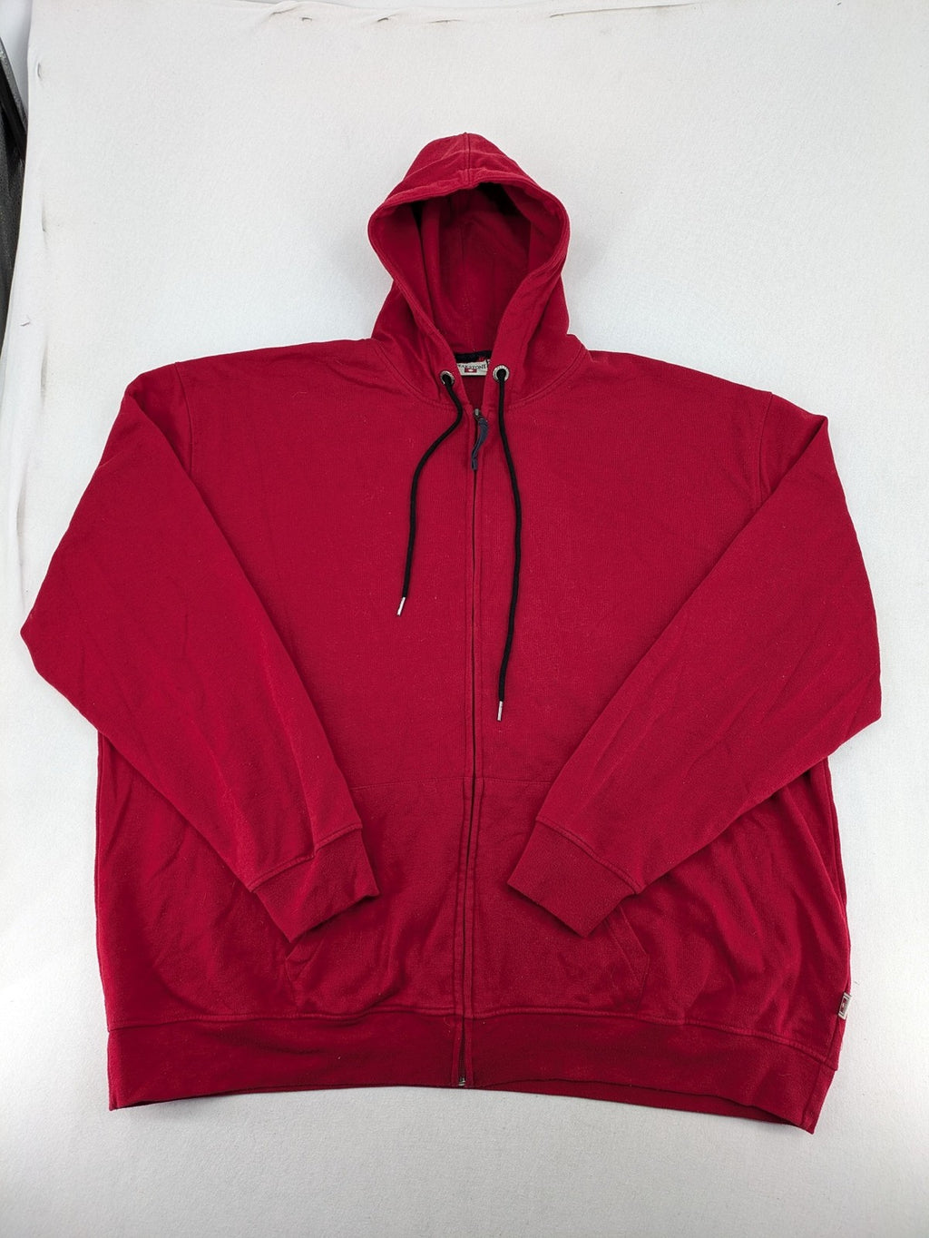 Peakstone red hoodie full zip with adjustable hood and two front pockets.