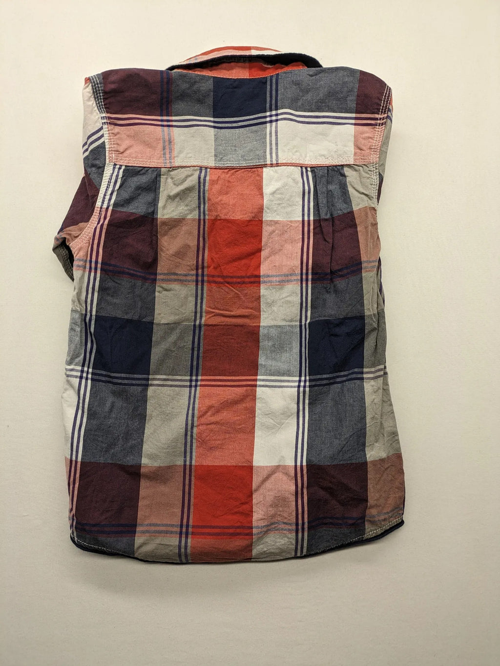 Tom Tailor baby jacket cream with red, white, and blue check pattern, button-down front.