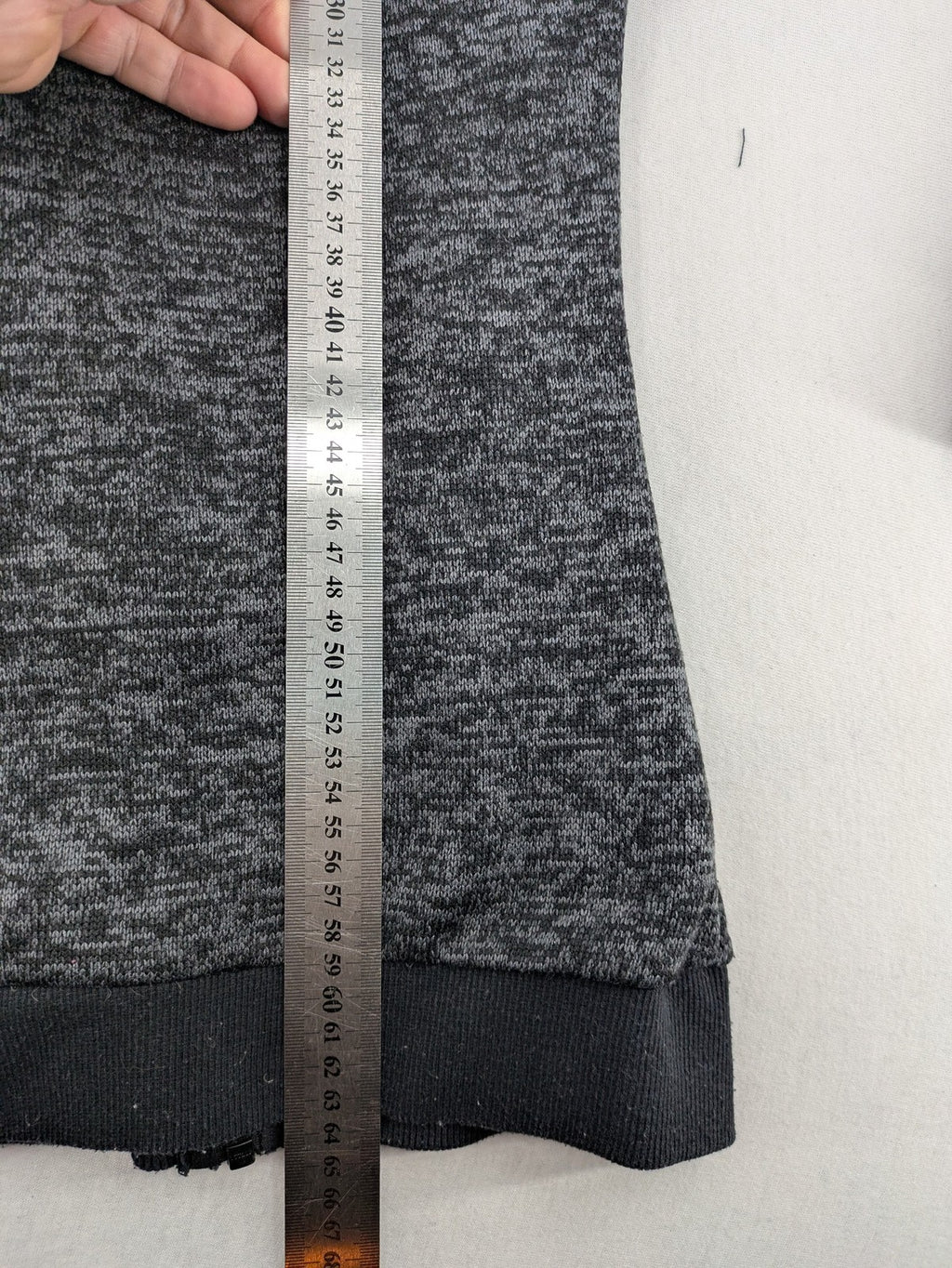 BLIND DATE grey asymmetrical zip hoodie with high fleece-lined waterfall collar.