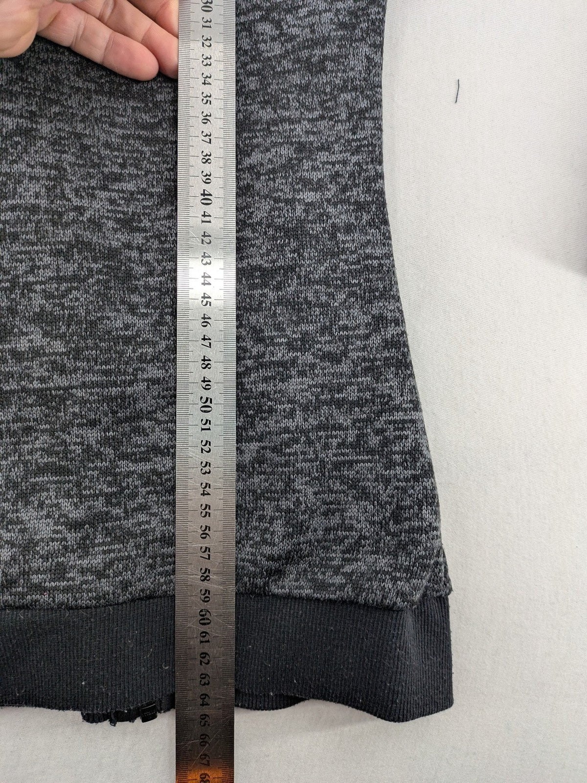 BLIND DATE grey asymmetrical zip hoodie with high fleece-lined waterfall collar.