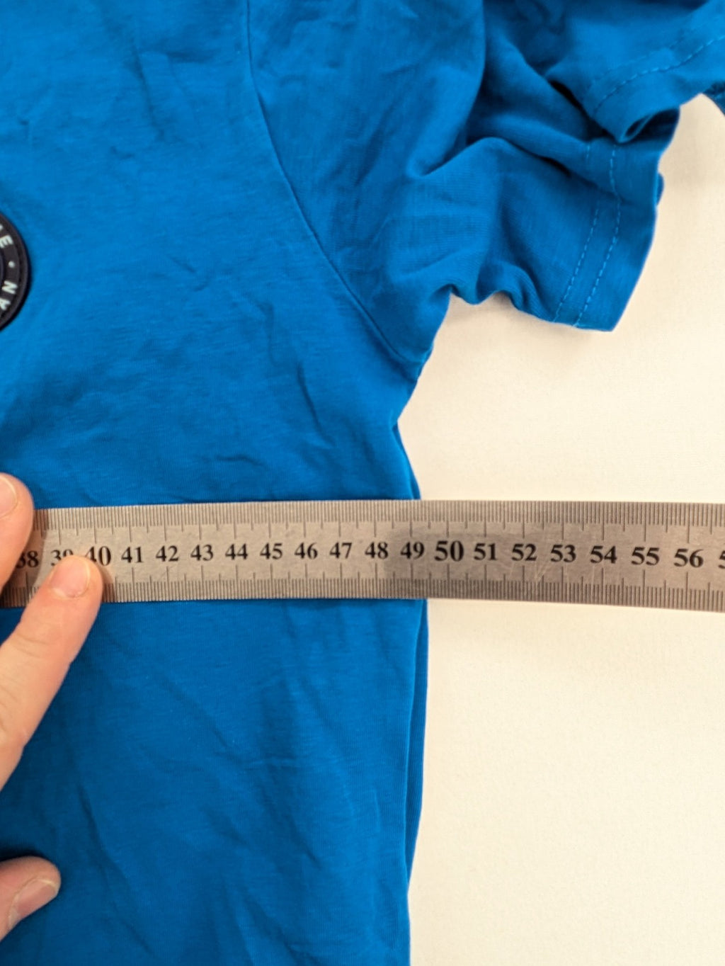 Littstar blue t-shirt cotton blend round neck short sleeves logo patch detail