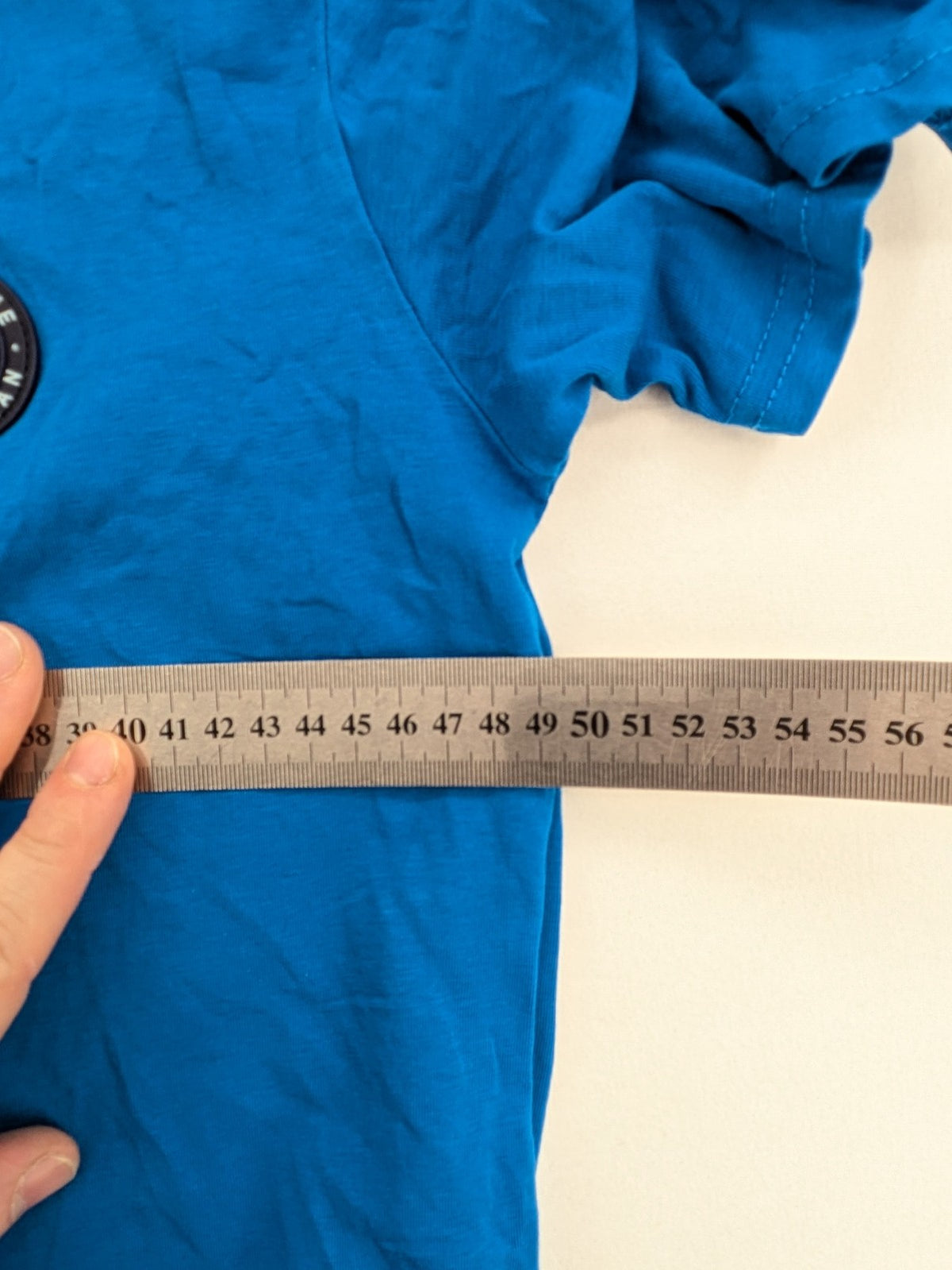 Littstar blue t-shirt cotton blend round neck short sleeves logo patch detail