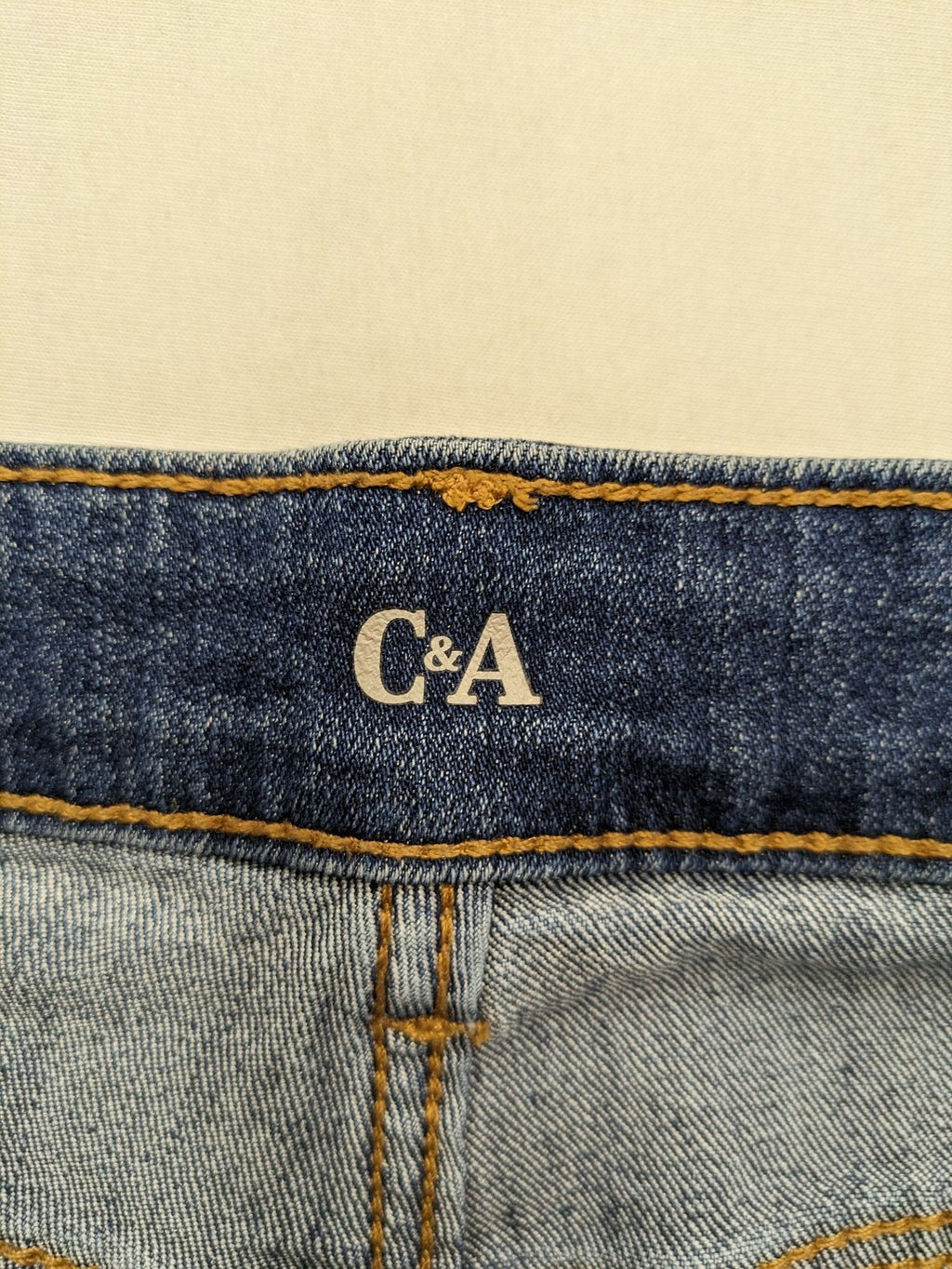 C&A blue high slim straight jeans with high waist, classic 5-pocket design, stretch denim.