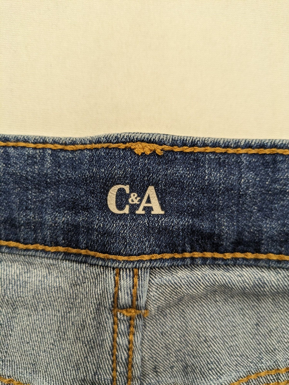 C&A blue high slim straight jeans with high waist, classic 5-pocket design, stretch denim.