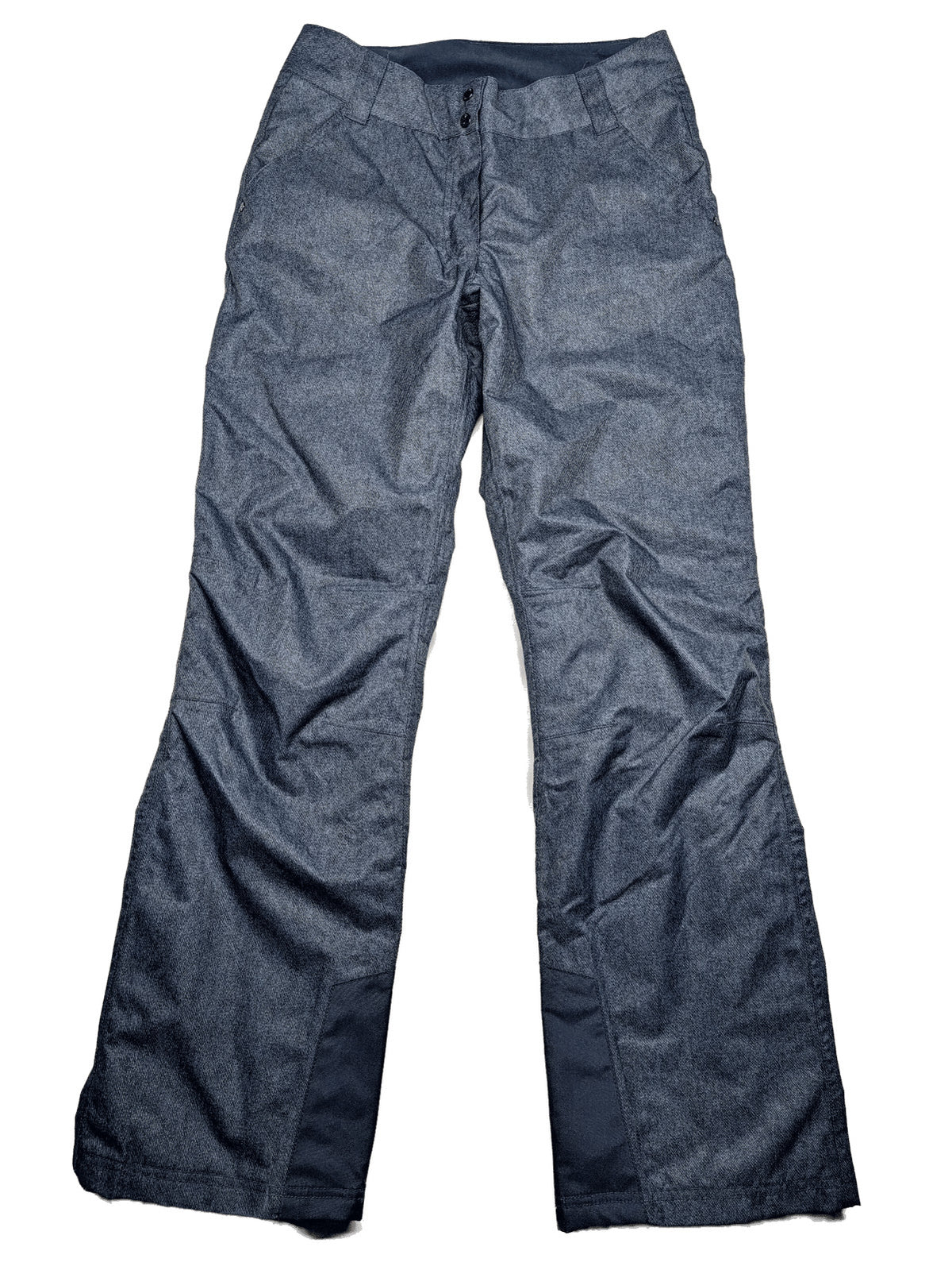 Snow Tech blue ski pants with modern denim look and durable polyester material.