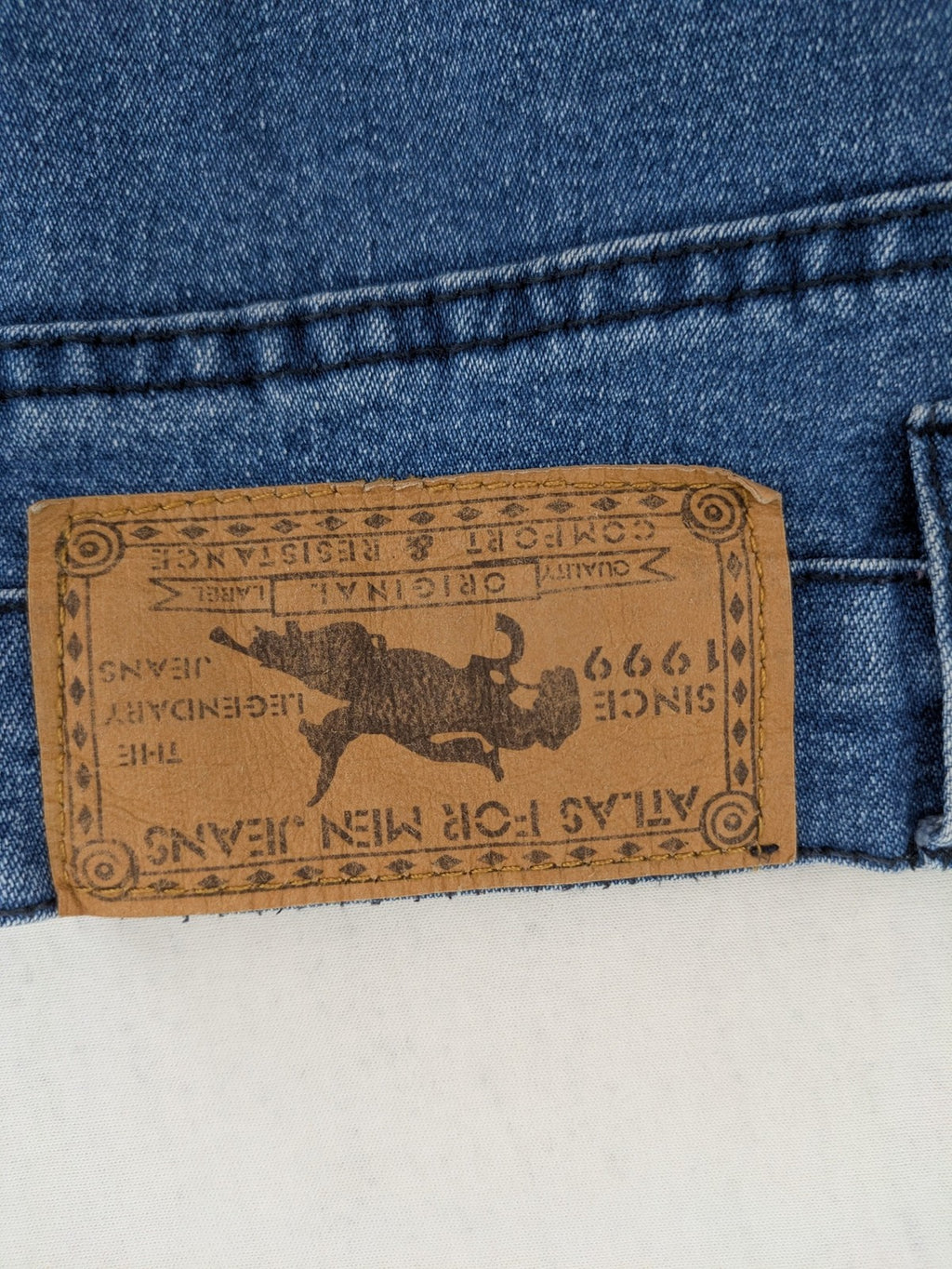 Atlas For Men blue straight jeans classic fit 5-pocket design medium wash denim