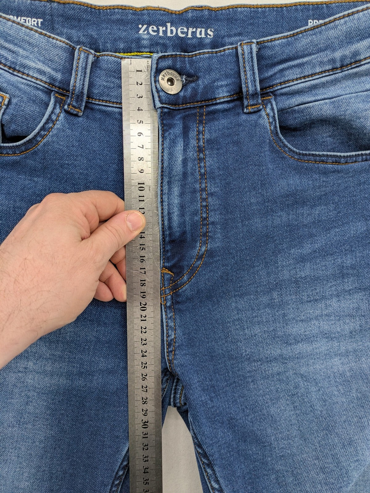 Zerberus blue straight jeans classic five-pocket design premium denim stretch material